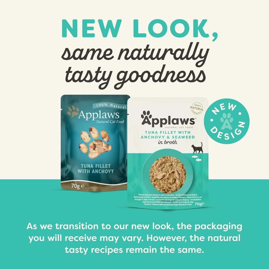 Applaws Tuna with Anchovy & Seaweed in Broth Wet Cat Food 70g Pouch 2