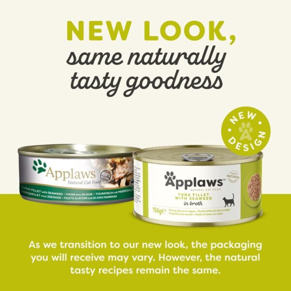 Applaws Tuna Fillet with Seaweed in Broth Wet Cat Food 156g Tin 2