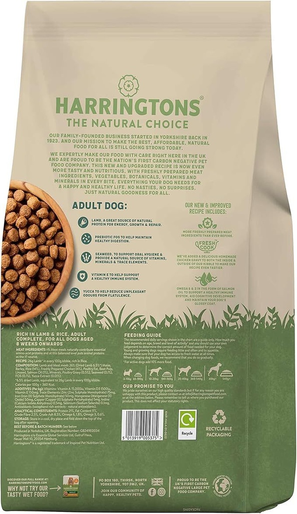 Harringtons Complete Lamb & Rice Adult Dry Dog Food 4kg 2