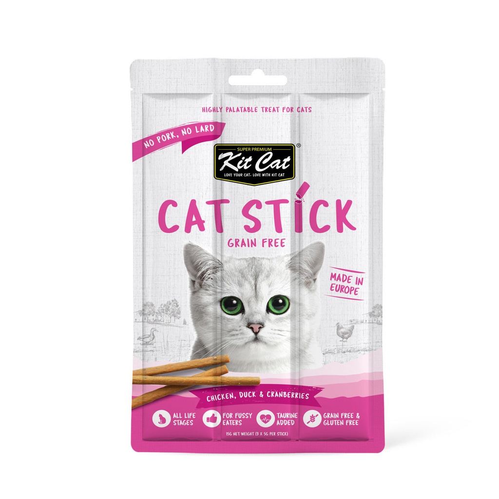 [P-076] Kit Cat Grain Free Cat Stick Chicken Duck & Cranberries