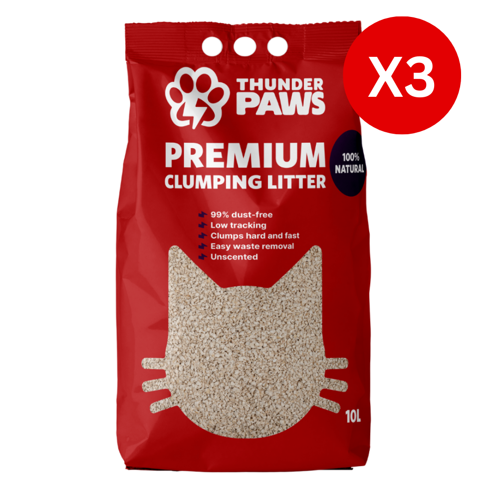 [P-306] Thunder Paws Premium Hard Clumping Unscented Clay Cat Litter - Pack of 3