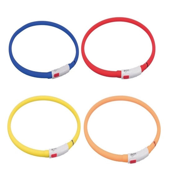 [P-313] Trixie USB Flash Light Silicone Dog Collar (Orange)
