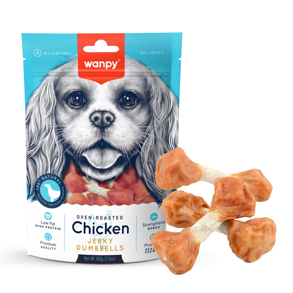 [P-321] Wanpy Chicken Jerky Dumbbells Dog Treats