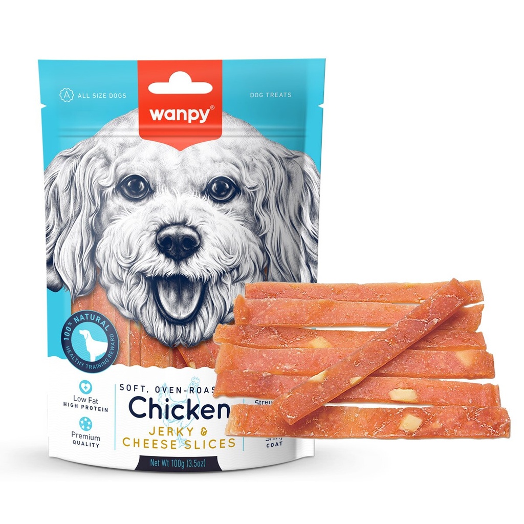[P-322] Wanpy Soft Chicken Jerky Cheese Slices Dog Treats