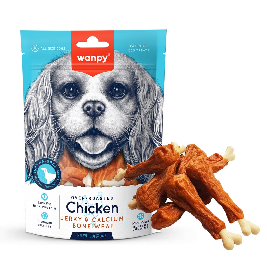[P-323] Wanpy Chicken Jerky and Calcium Bone Wrap Dog Treats
