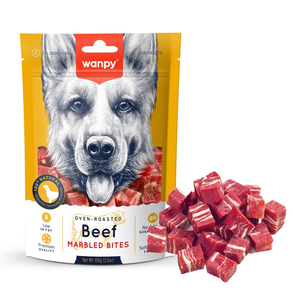 [P-328] Wanpy Marbled Beef Bites Dog Treats