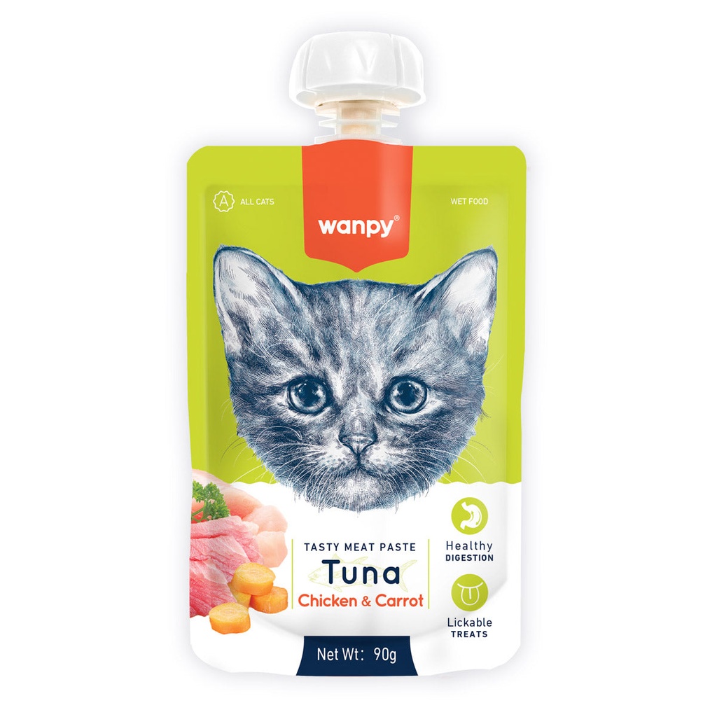 [P-334] Wanpy Tasty Meat Paste Tuna with Chicken & Carrot Cat Treats
