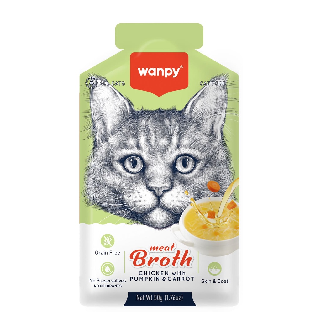 [P-335] Wanpy Meat Broth Chicken with Pumpkin & Carrot for Cats