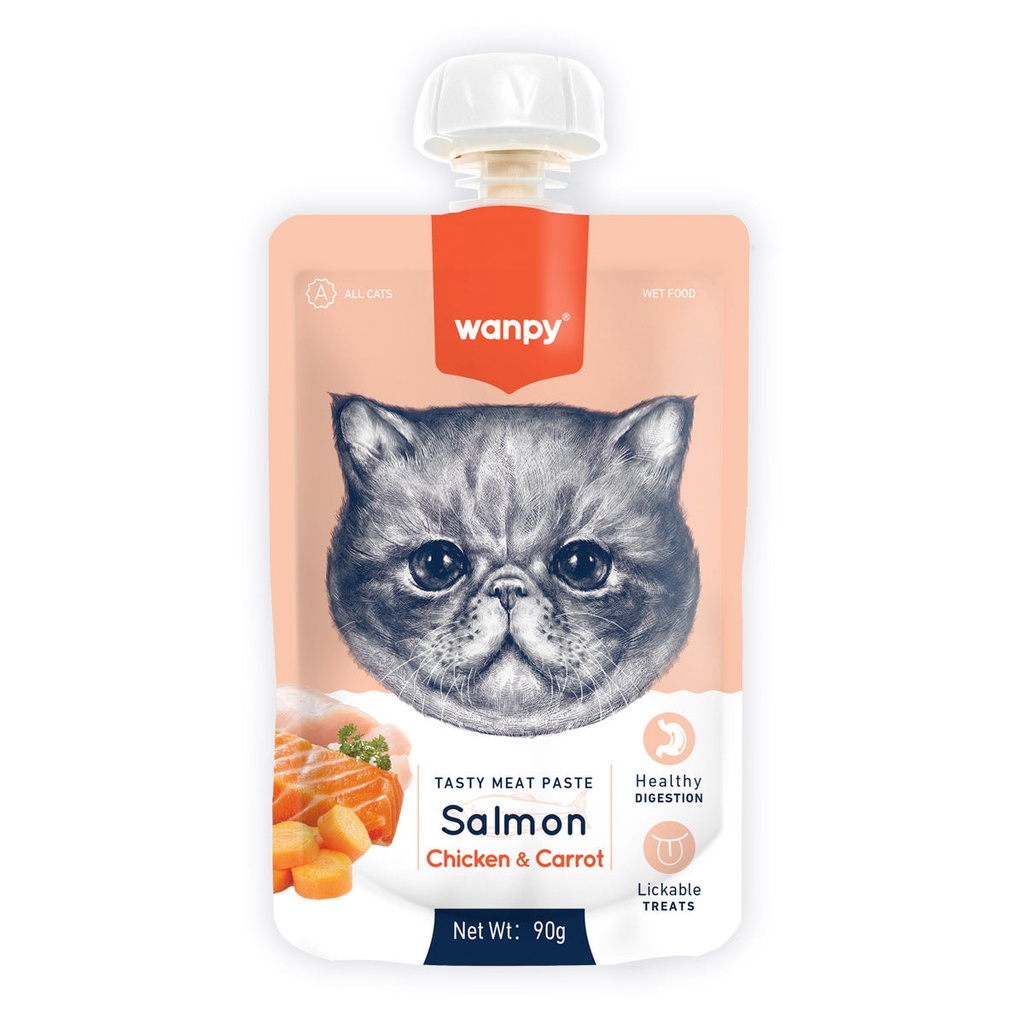 [P-333] Wanpy Tasty Meat Paste Salmon with Chicken & Carrot Cat Treats