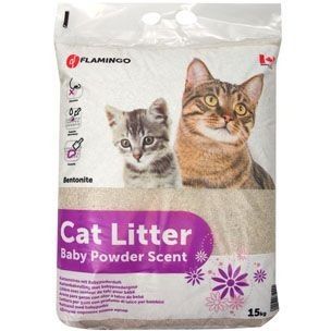 Flamingo Bentonite Baby Powder Scent Clumping Cat Litter 12KG