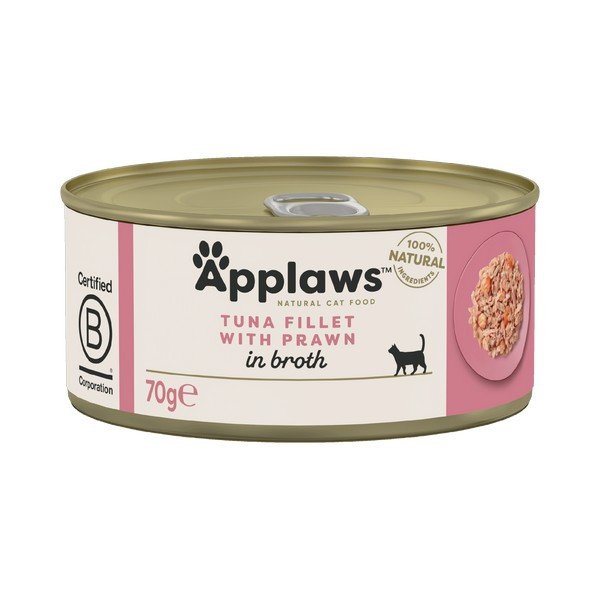 Applaws Tuna Fillet with Prawn in Broth Wet Cat Food 70g Tin