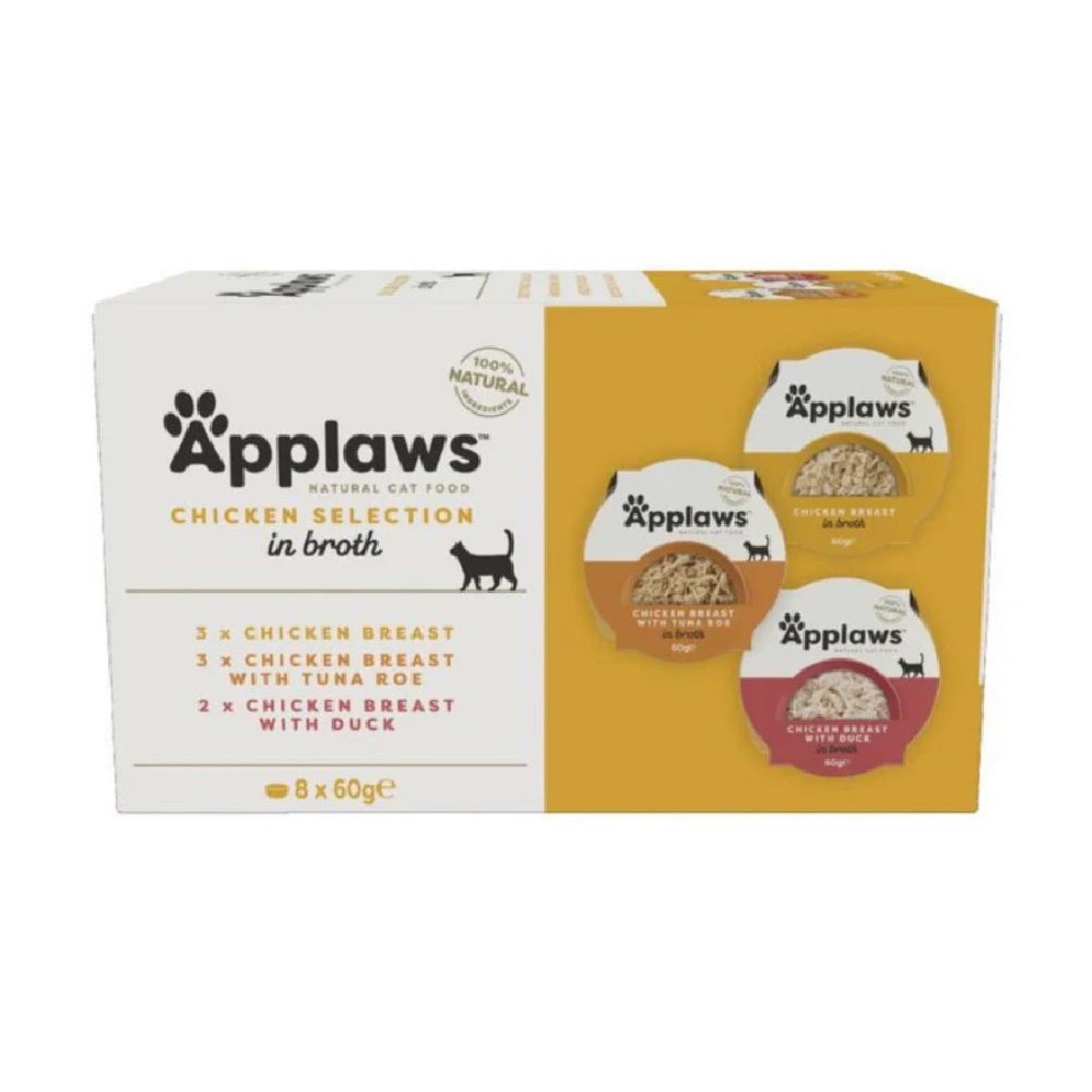 Applaws Chicken Selection in Broth Adult Wet Cat Food 8 x 60g Pot